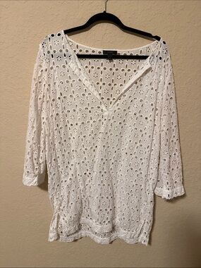 J. Crew White Eyelet Top perfect coverup large